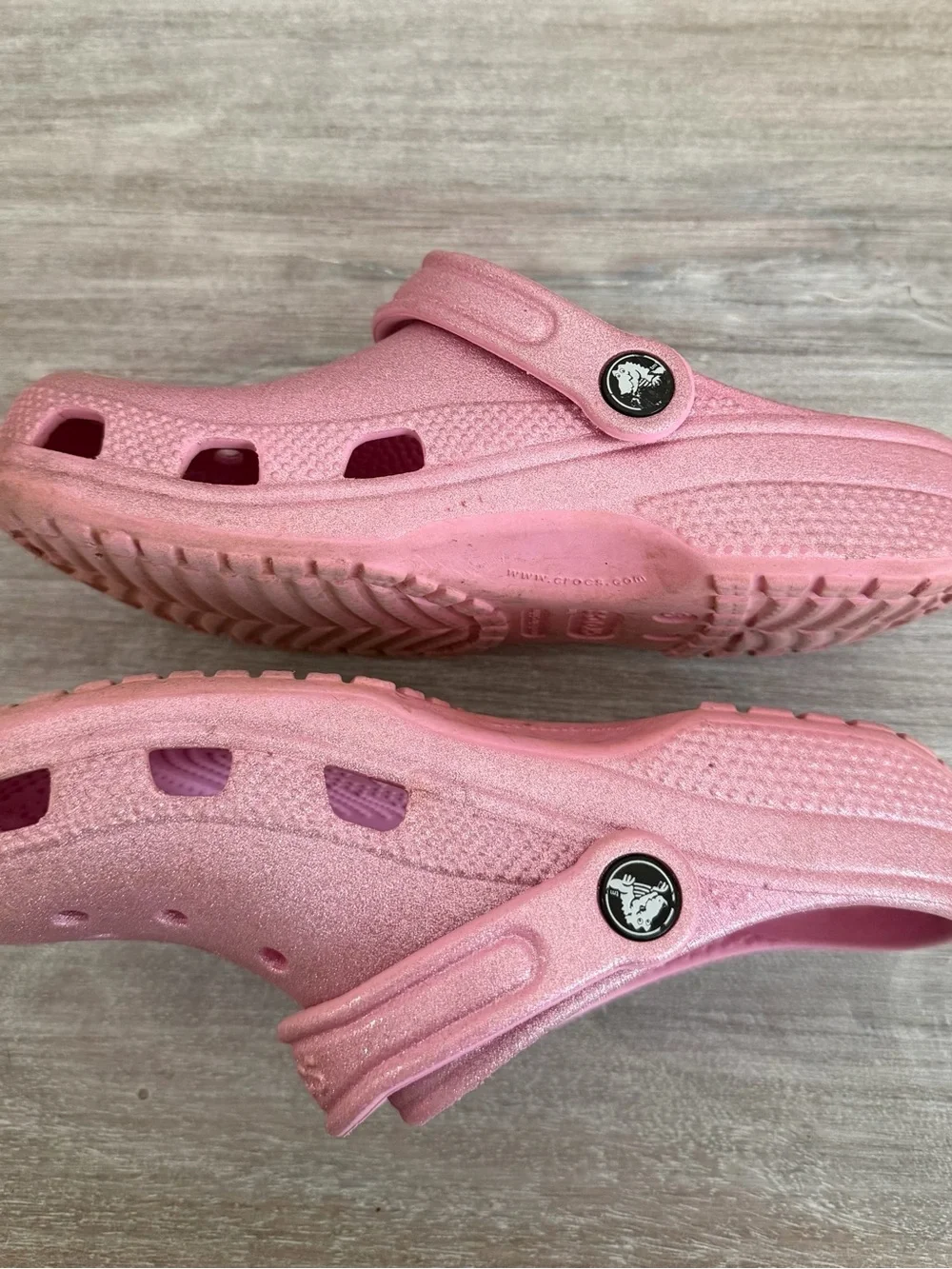 CROCS Glitter Pink Slip-On Waterproof Lightweight Clog Sandals Shoes 2